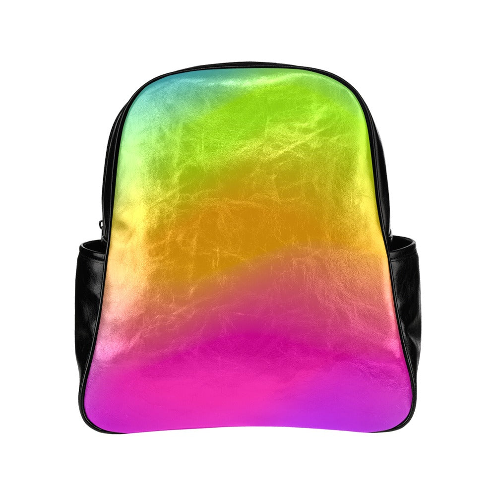 Leather Tablet Backpack in Neon Smoke